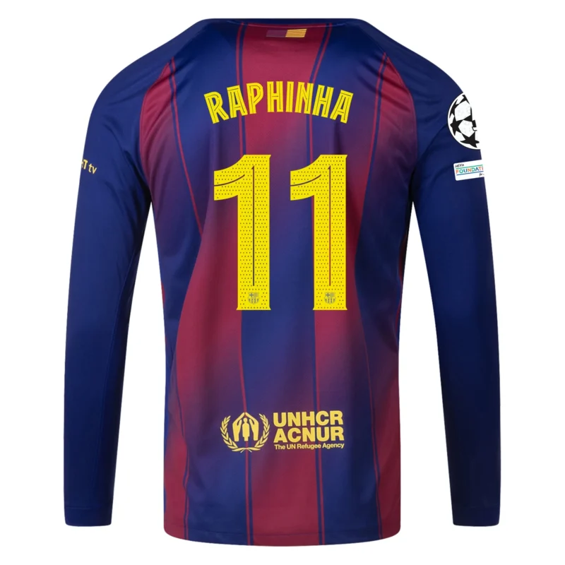 Raphinha Barcelona 25/26 Long Sleeve UCL Home Jersey