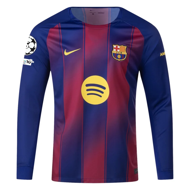Gavi Barcelona 25/26 Long Sleeve UCL Home Jersey - Image 2
