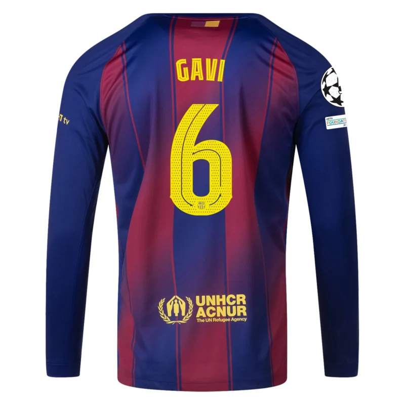 Gavi Barcelona 25/26 Long Sleeve UCL Home Jersey