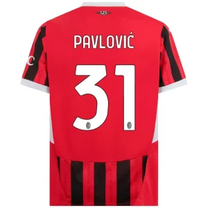 Strahinja Pavlović AC Milan 2024/25 Home Jersey